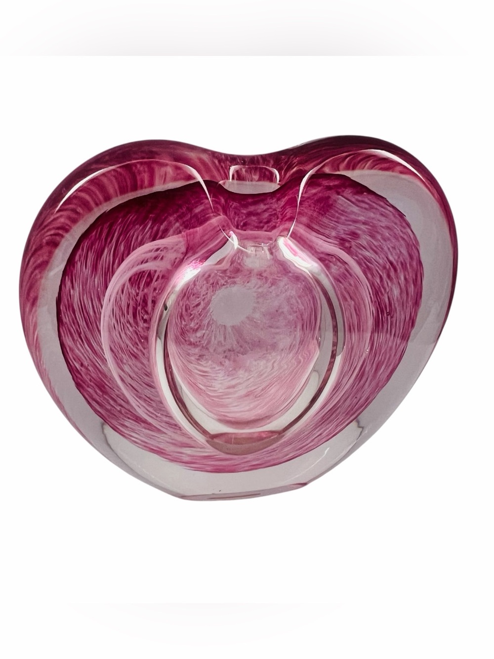 Vintage Heart Shaped Paperweight Art Glass Bud Vase